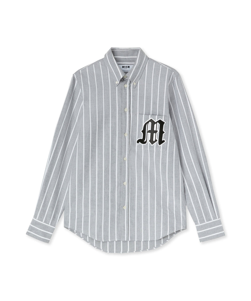 Striped organic cotton Oxford shirt GREY Men 