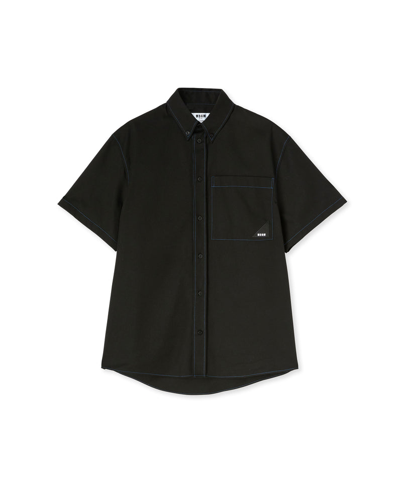 Mixed cotton "Technical Gabardine" shirt BLACK Men 