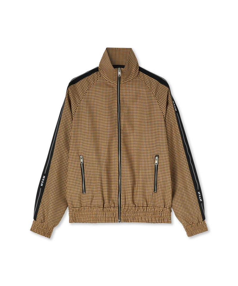 Wool bomber jacket with "Micro Check Wool" pattern CAMEL BEIGE Men 