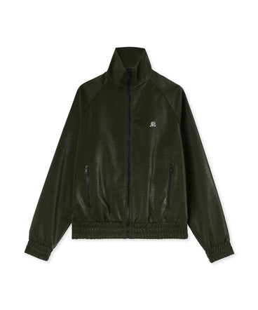 Viscose bomber jacket with "Croco Eco Leather" pattern