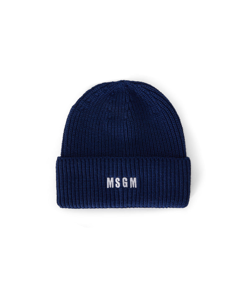 Beanie hat with embroidered logo BLUE Men 
