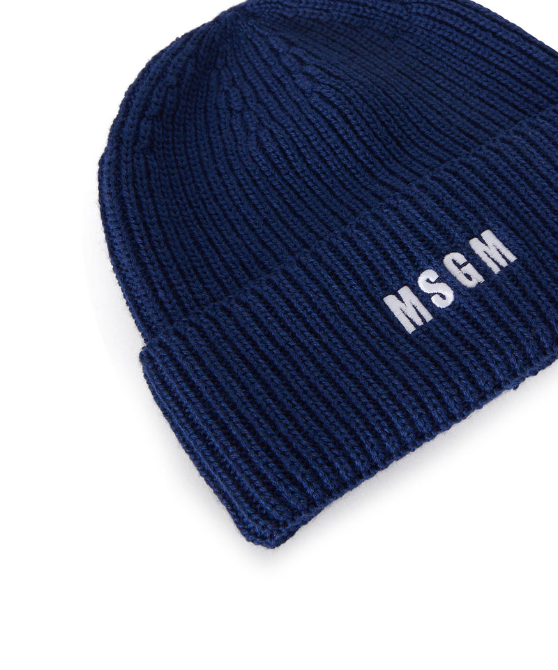Beanie hat with embroidered logo BLUE Men 