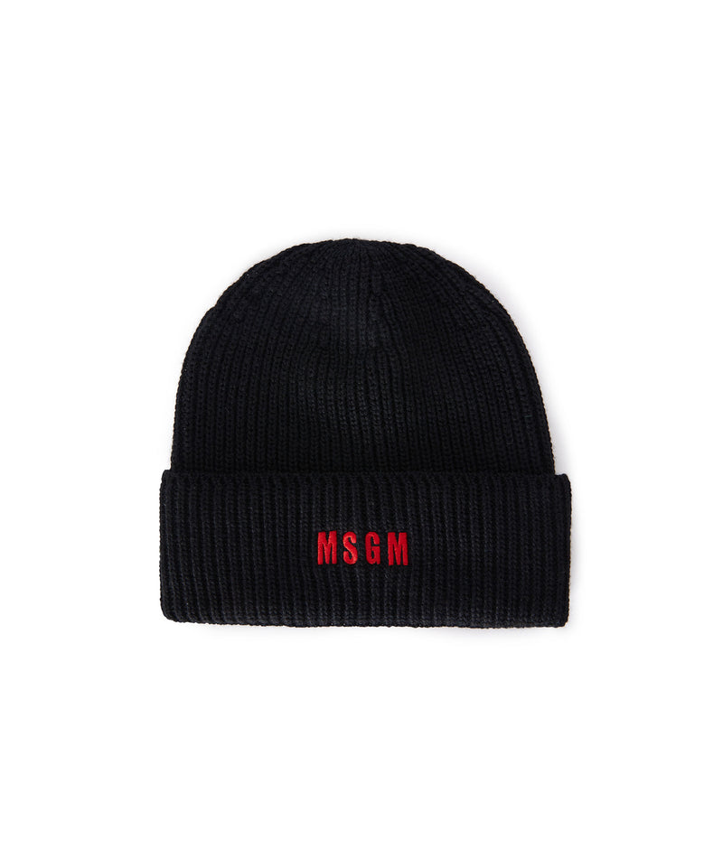Berretto con micro logo ricamato NERO Uomo 