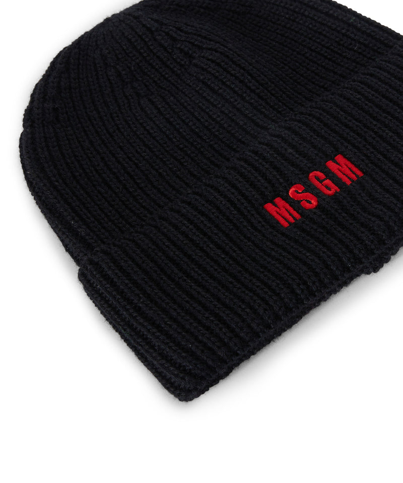 Berretto con micro logo ricamato NERO Uomo 