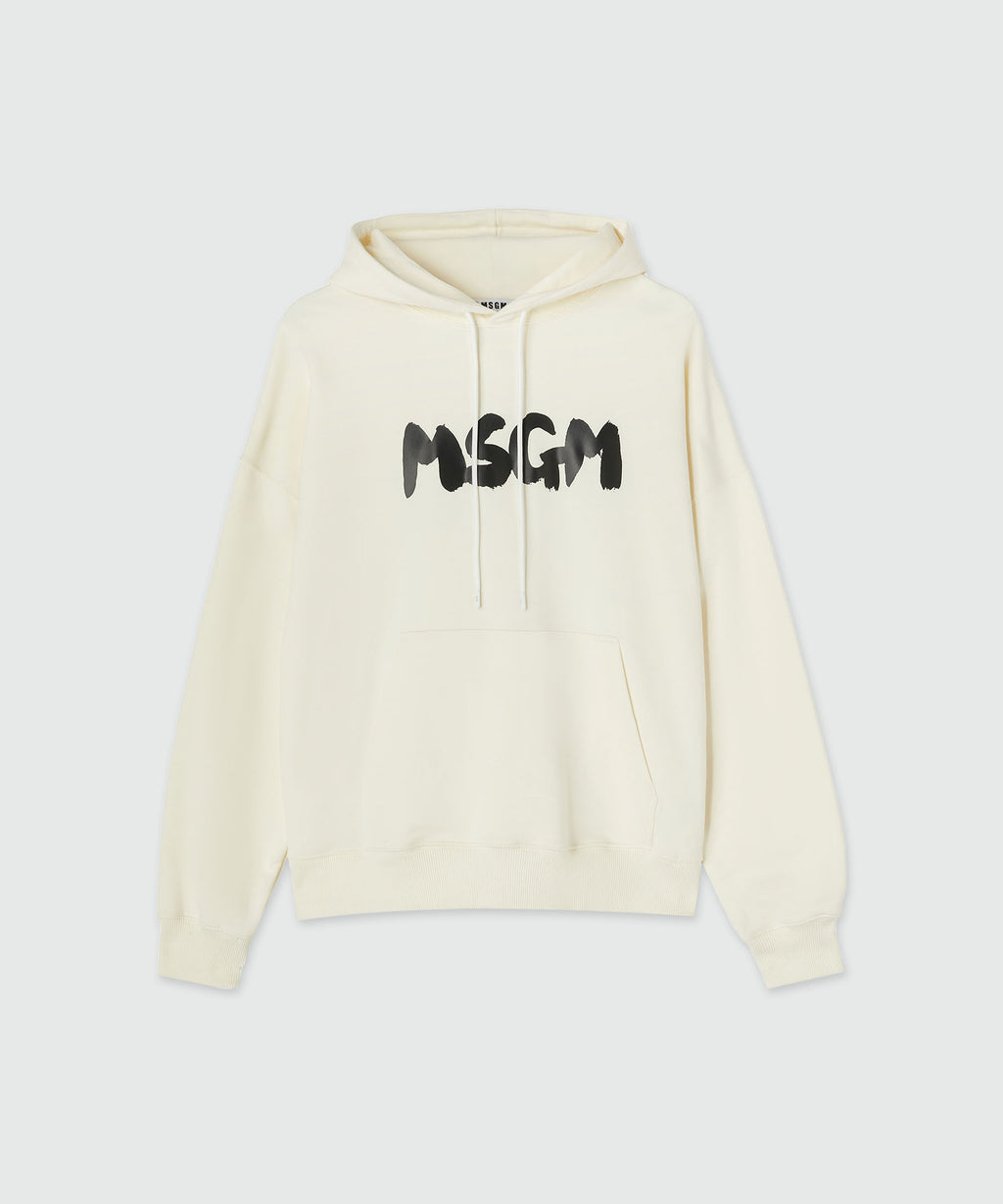 Cotton hooded sweatshirt with MSGM brushstroke logo MSGM Official