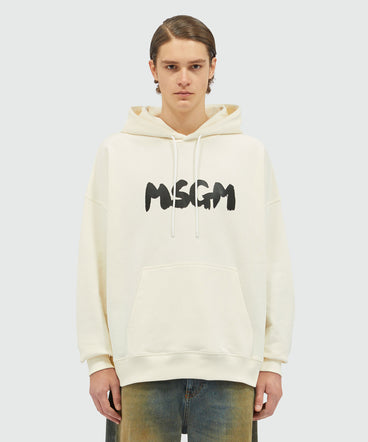 Cotton hooded sweatshirt with MSGM brushstroke logo MSGM Official