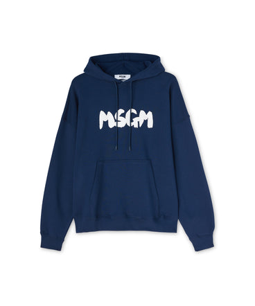 Cotton hooded sweatshirt with MSGM brushstroke logo