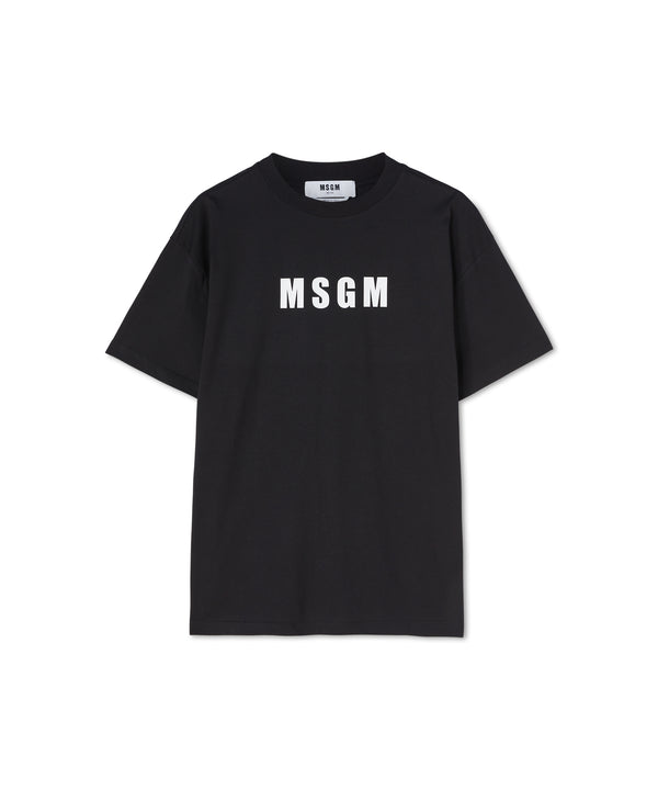 T-shirt girocollo in cotone con logo MSGM