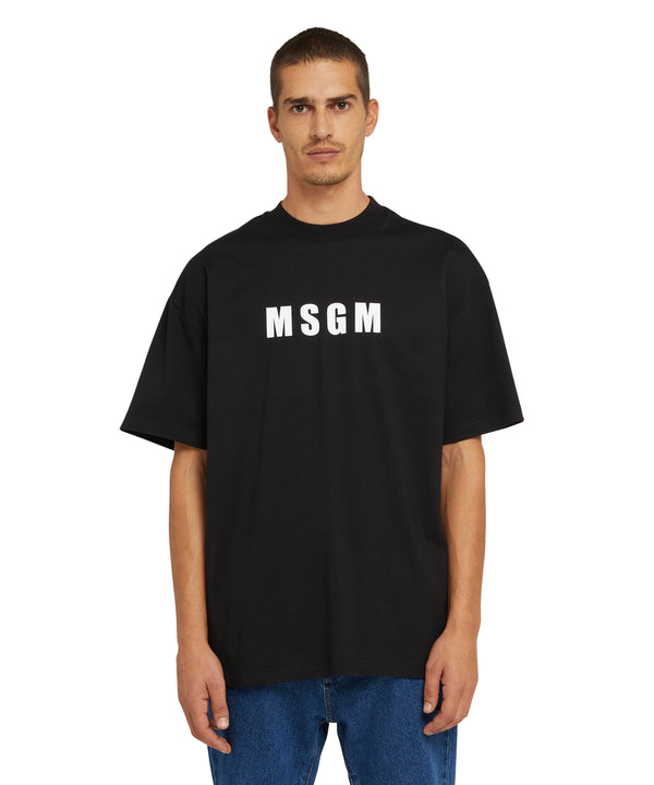 T-shirt girocollo in cotone con logo MSGM