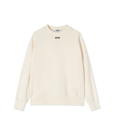 Cotton crewneck sweatshirt with micro logo