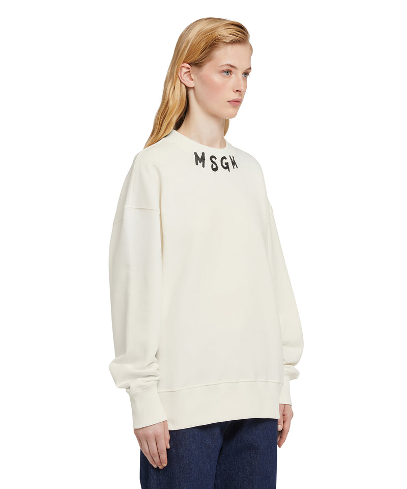 Cotton crewneck sweater wth MSGM brushstroke logo positioned at the neck OFF WHITE Uomo 