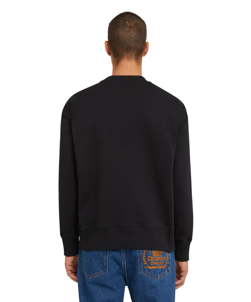 Cotton crewneck sweater wth MSGM brushstroke logo positioned at the neck BLACK Unisex 