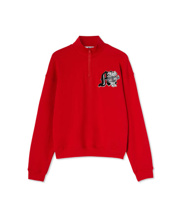 Felpa in cotone con zip MSGM "M" mascotte patch