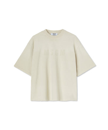 Cotton crewneck t-shirt with MSGM large print logo