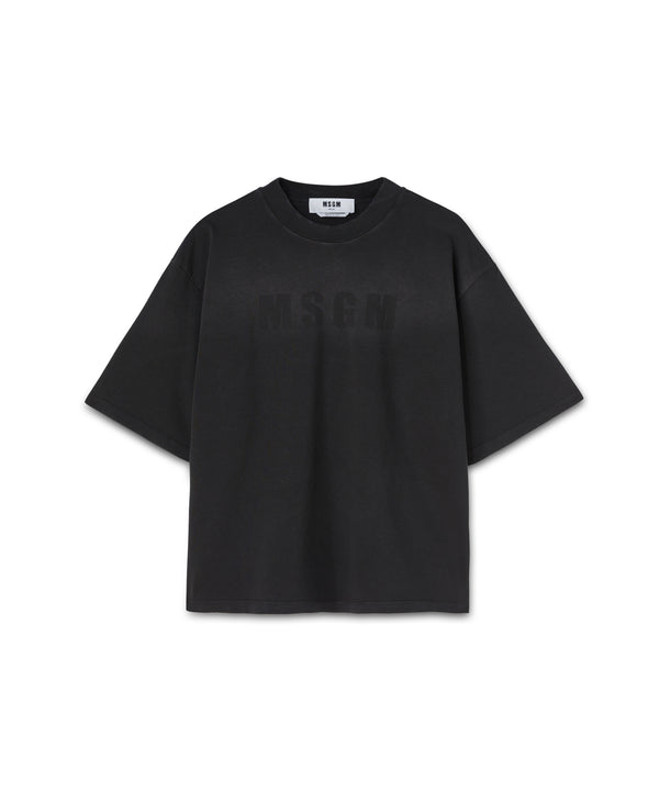 Cotton crewneck t-shirt with MSGM large print logo