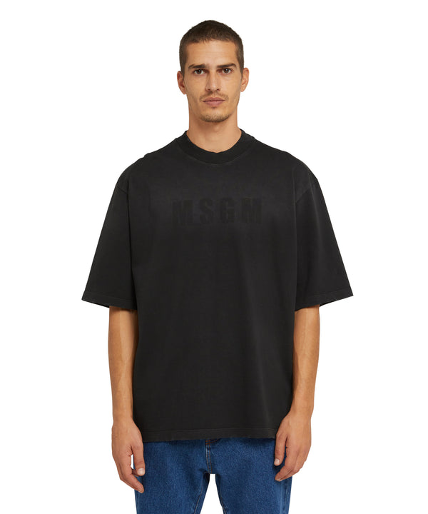 Cotton crewneck t-shirt with MSGM large print logo