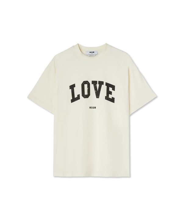 Cotton crewneck t-shirt with "Msgm Love College Print"