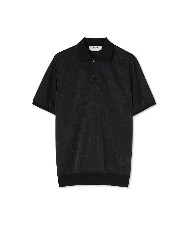 Short sleeve polo shirt in metal blend fabric