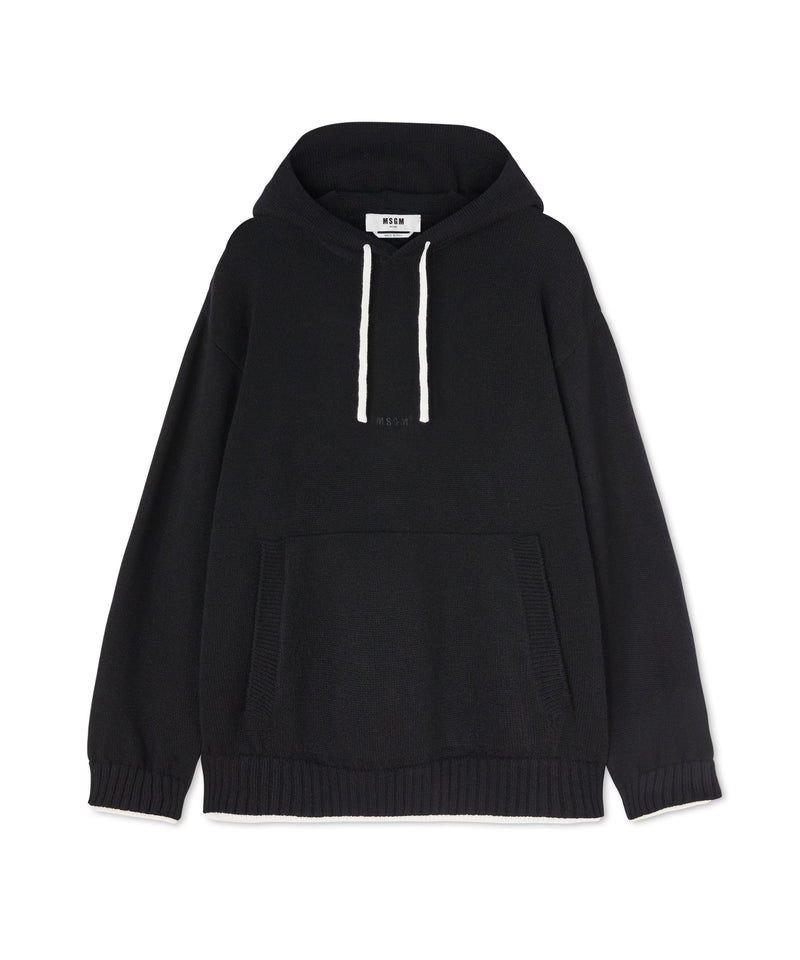 Heritage Embroidery Merino MSGM crewneck sweater BLACK Men 