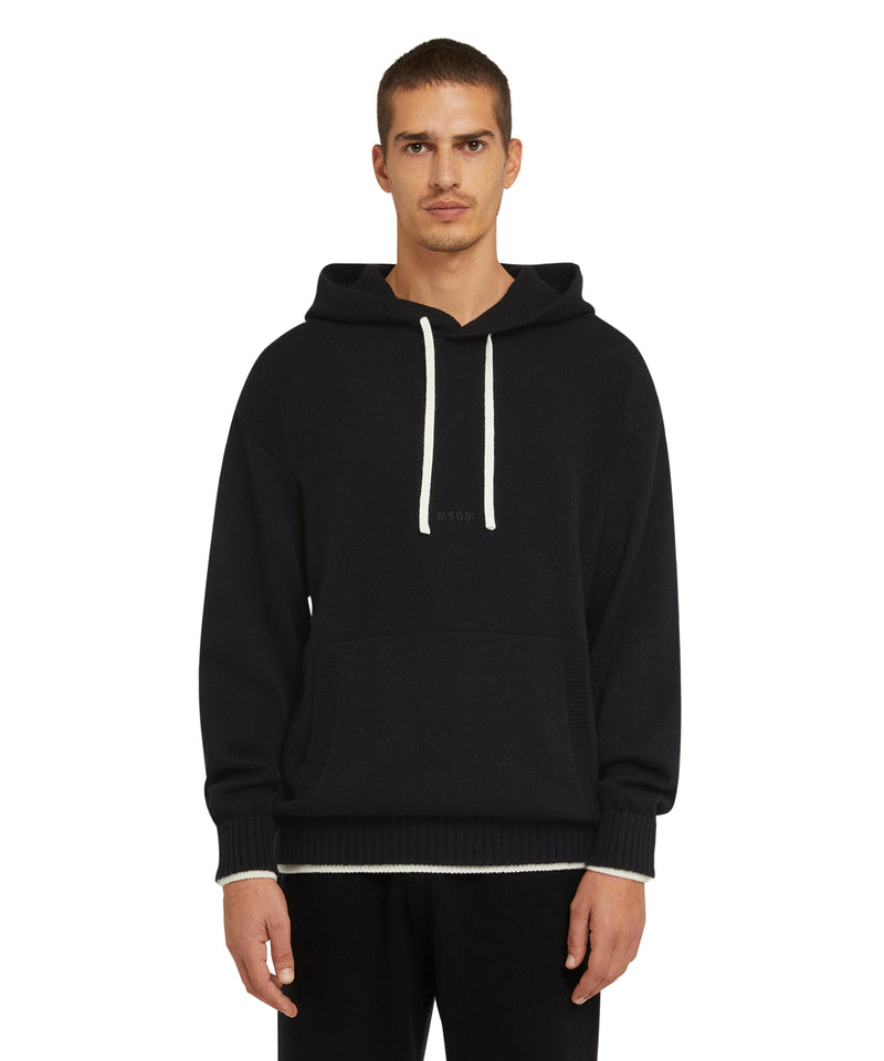 Heritage Embroidery Merino MSGM crewneck sweater BLACK Men 