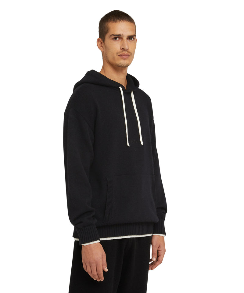 Heritage Embroidery Merino MSGM crewneck sweater BLACK Men 