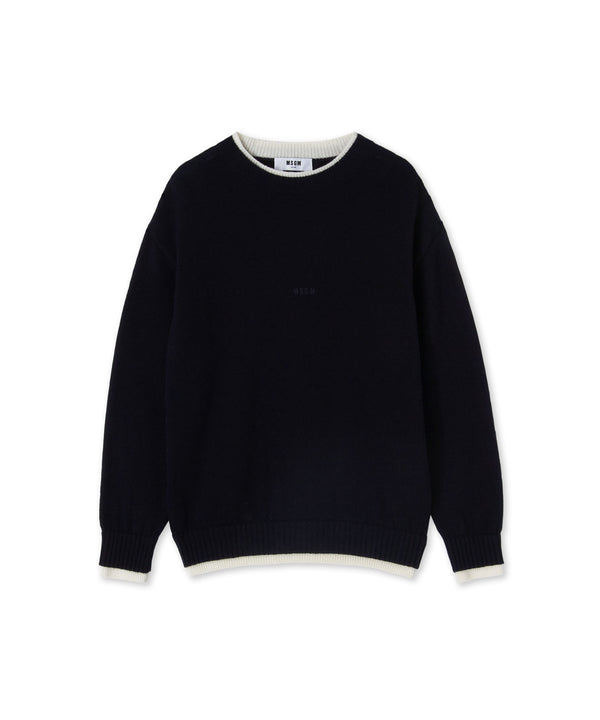 Cashmere blend crewneck sweater with MSGM embroidery