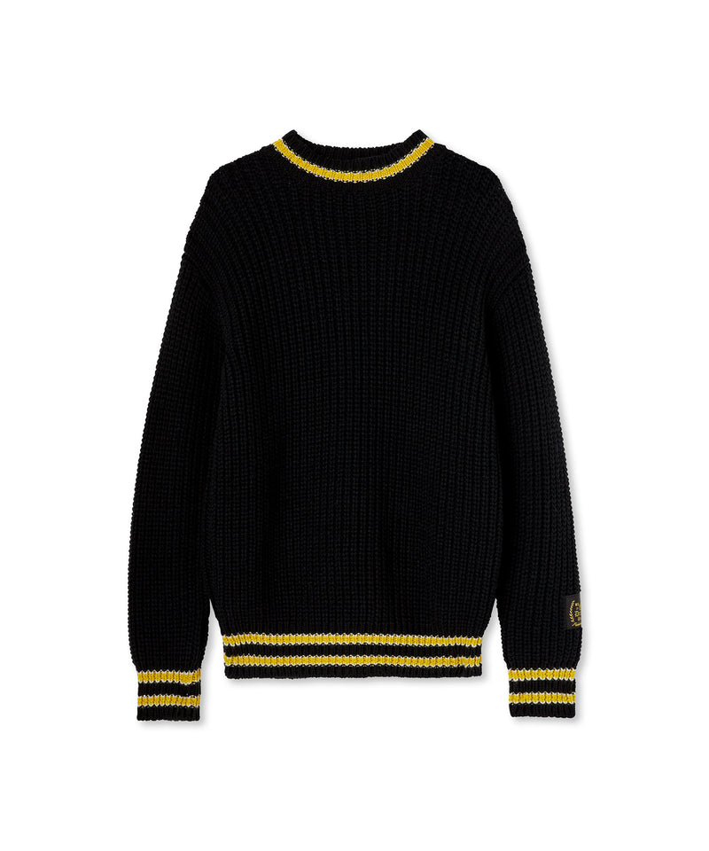 MSGM College Patch crewneck sweater BLACK Men 