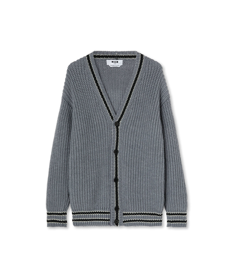 MSGM College Patch v-neck cardigan GREY Men 