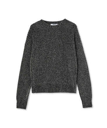 Crewneck sweater in metal blend fabric