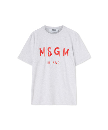 Cotton t-shirt with brushstroke logo