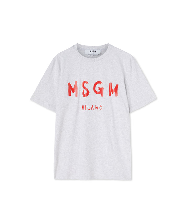 Cotton t-shirt with brushstroke logo