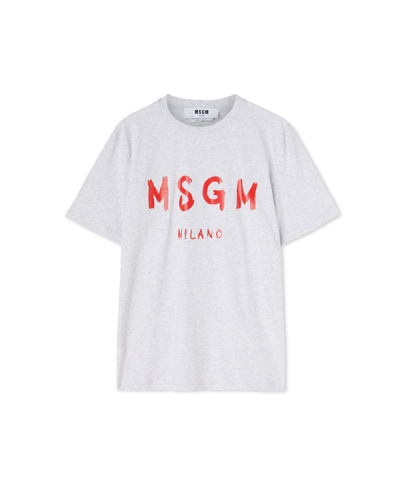 Cotton t-shirt with brushstroke logo GREY Men 