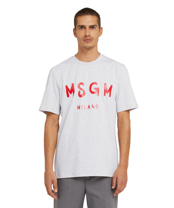 Cotton t-shirt with brushstroke logo