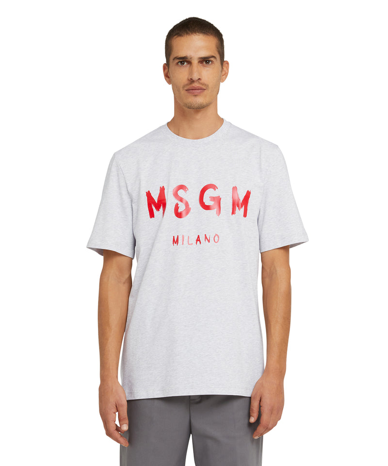 Cotton t-shirt with brushstroke logo GREY Men 