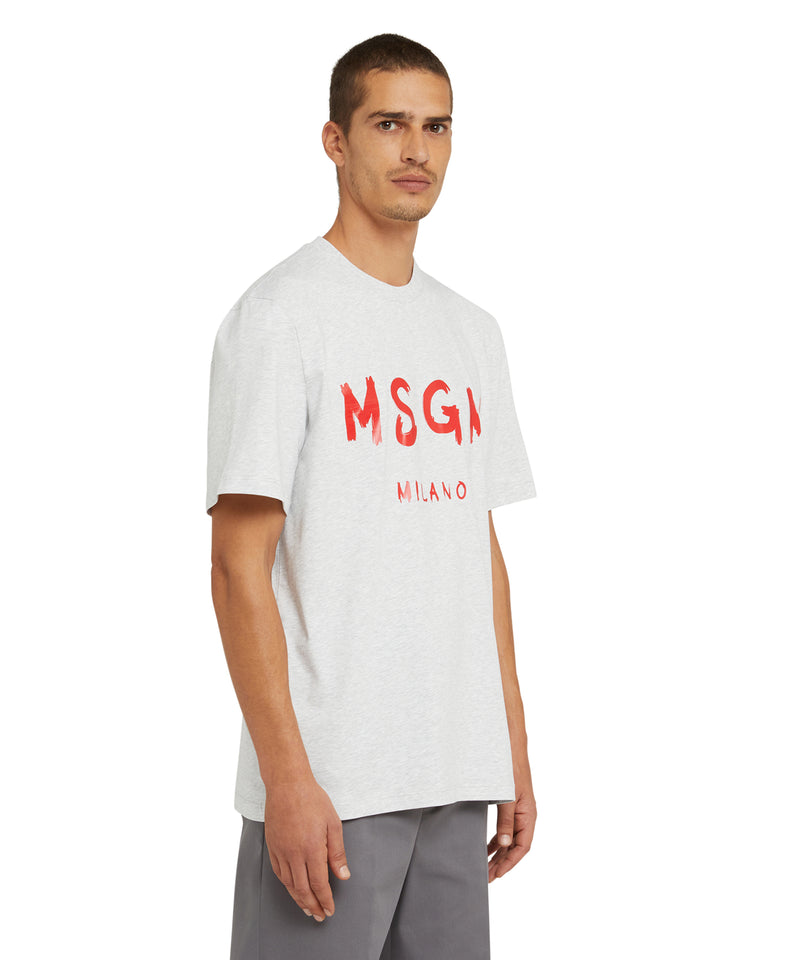 Cotton t-shirt with brushstroke logo GREY Men 