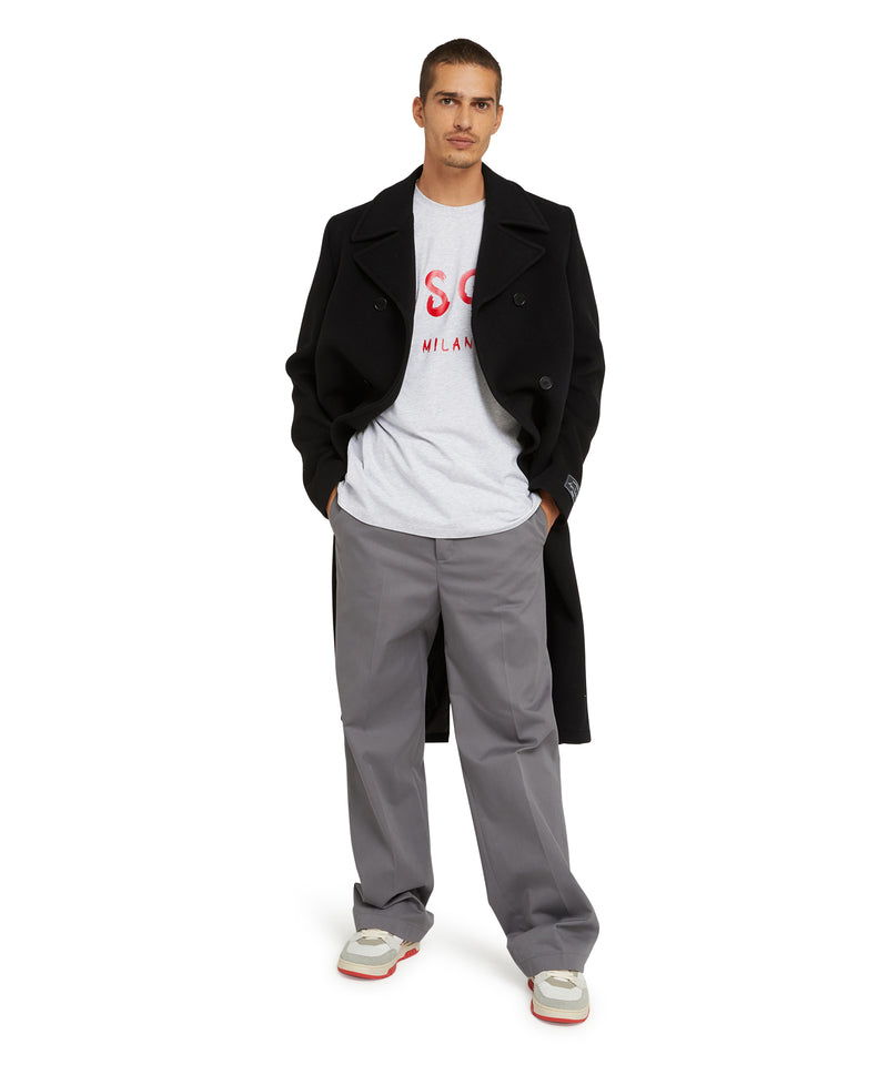 Cotton t-shirt with brushstroke logo GREY Men 