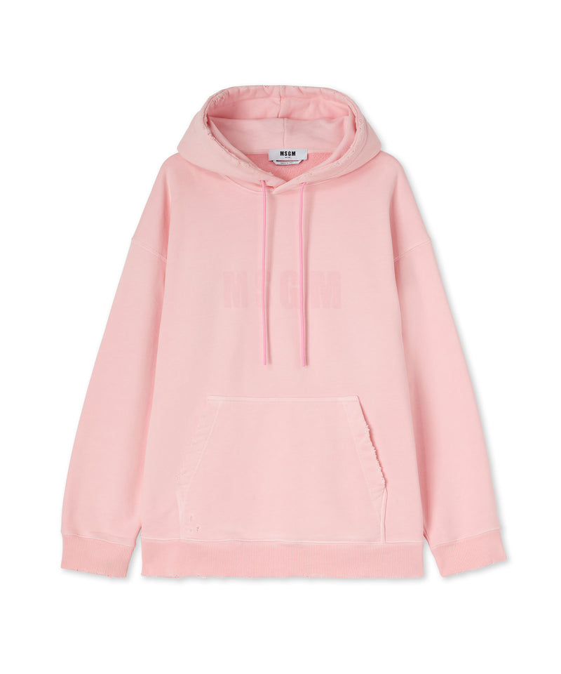 Cotton hooded sweatshirt pink large logo print Shop MSGM US