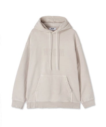 Cotton hooded sweatshirt with MSGM large logo print