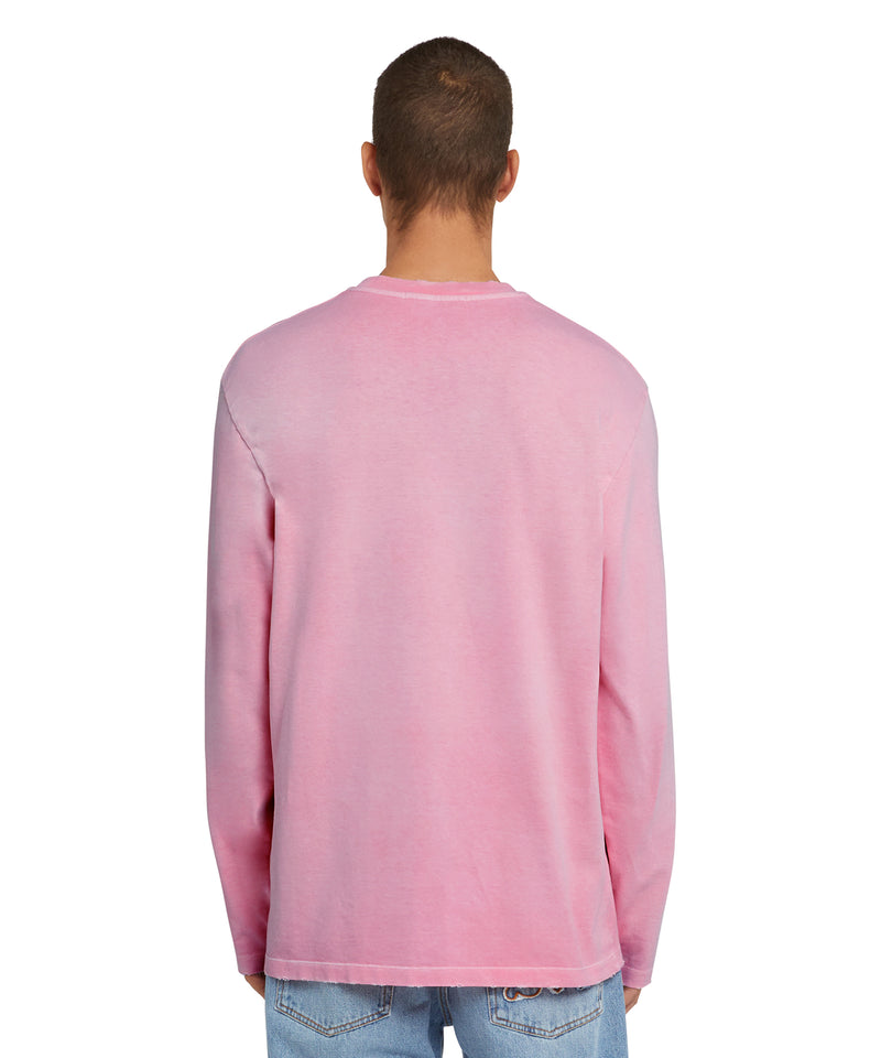Cotton crewneck t-shirt with MSGM large logo print PINK Men 