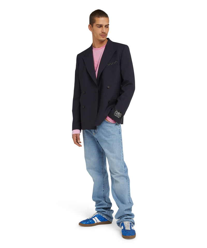 Cotton crewneck t-shirt with MSGM large logo print PINK Men 