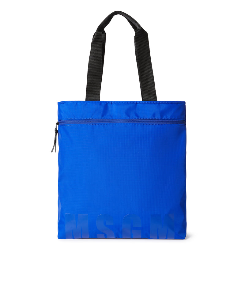 "Signature Iconic Nylon" Vertical tote bag BLUE Men 
