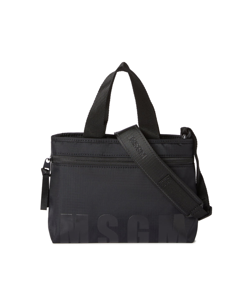 "Signature Iconic Nylon" mini tote bag BLACK Men 