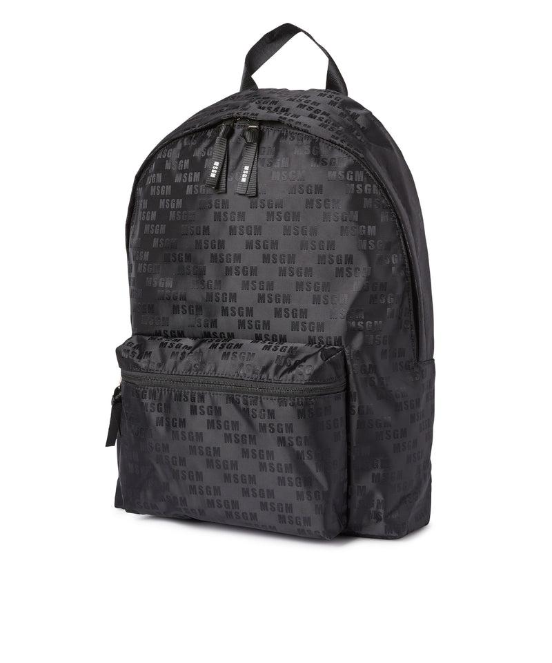 "Signature Iconic Nylon" backpack with all-over print BLACK Men 