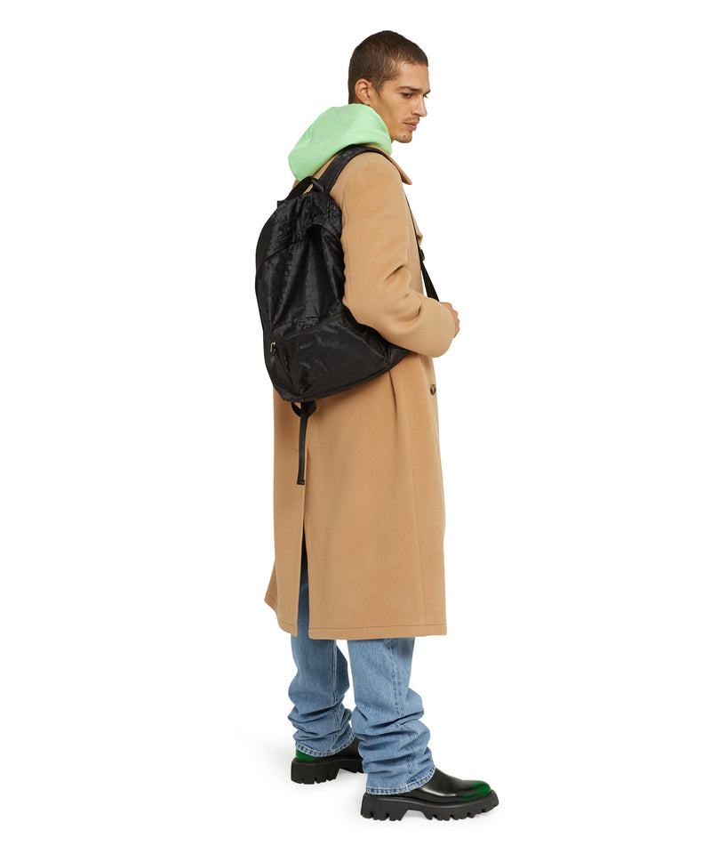 "Signature Iconic Nylon" backpack with all-over print BLACK Men 