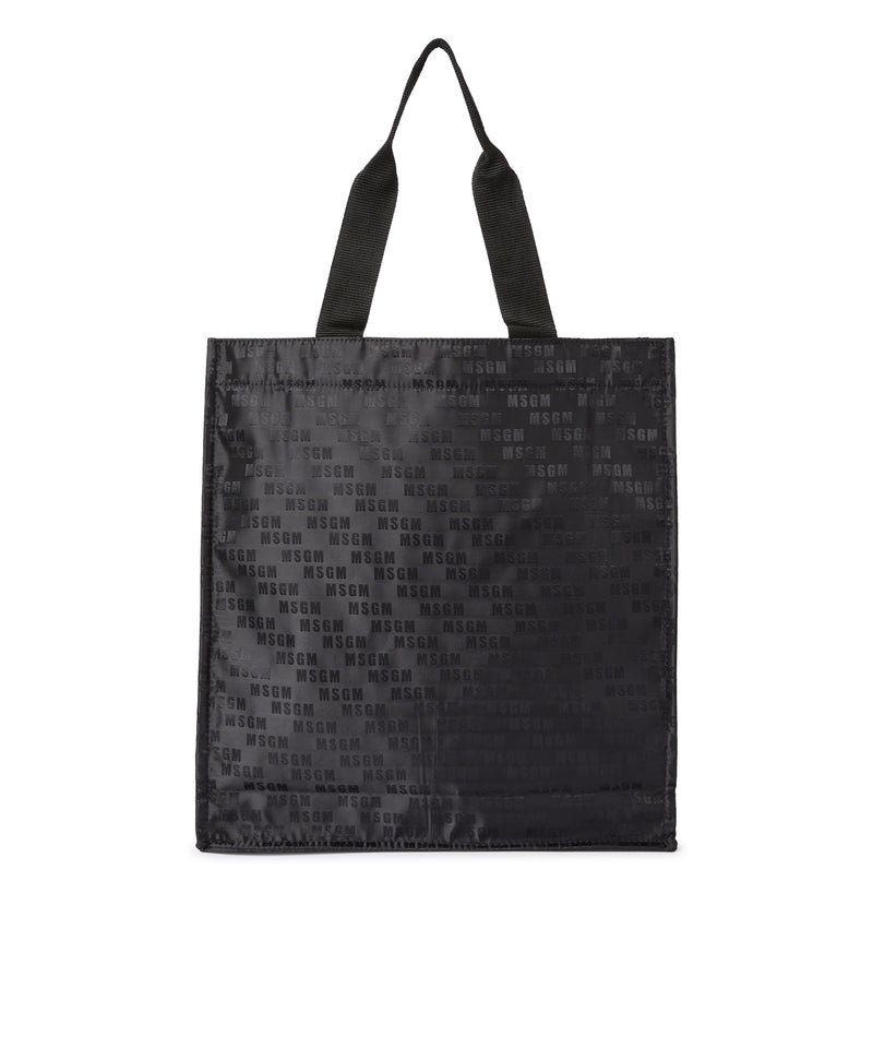 "Signature Iconic Nylon" shopping bag with all-over print BLACK Men 
