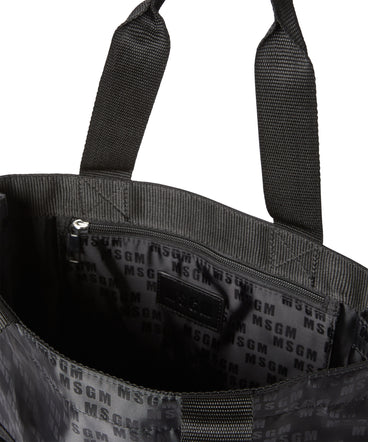 "Signature Iconic Nylon" shopping bag with all-over print