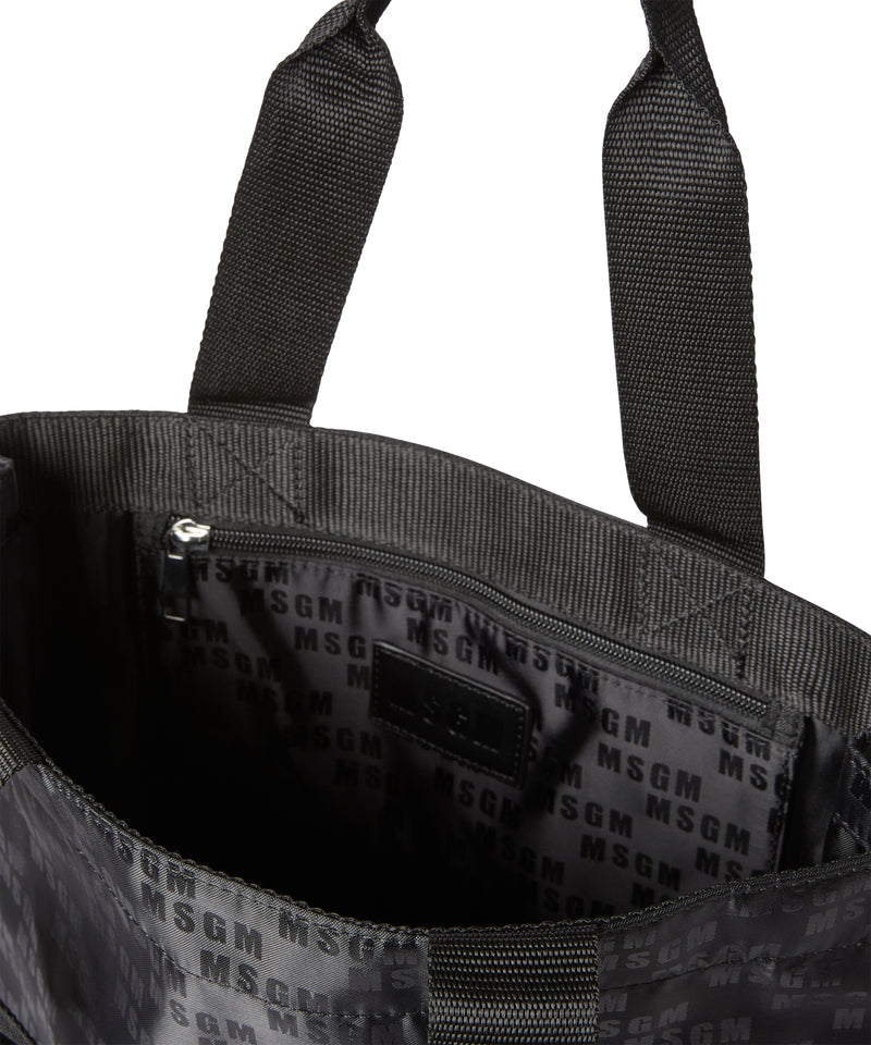 "Signature Iconic Nylon" shopping bag with all-over print BLACK Men 