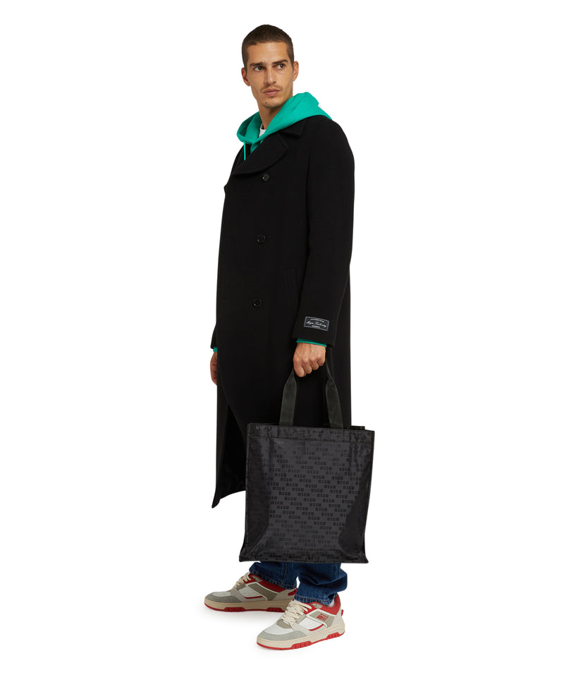 "Signature Iconic Nylon" shopping bag with all-over print BLACK Men 
