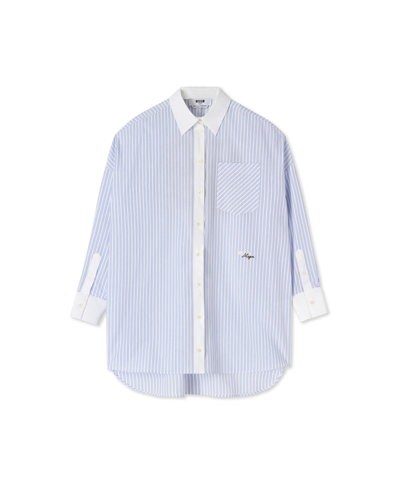 Poplin cotton striped dress BLUE Women 