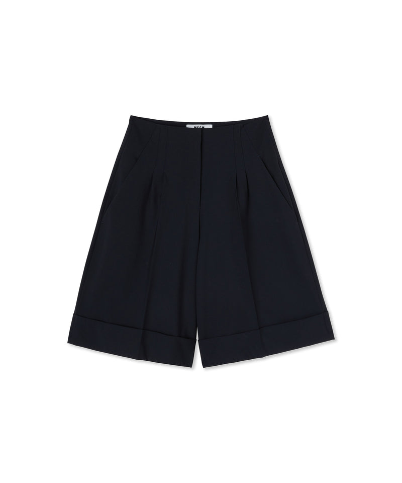 Virgin wool culotte pants "Wool Suiting" WHITE/BLUE Women 